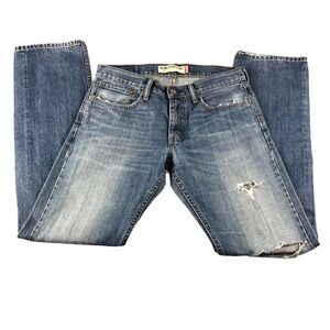 Levis Mens 514 Slim Straight Medium Wash Jeans, Rips, Holes, 100% Cotton